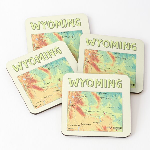 Item preview, Wyoming State Topographic Map - Vintage Mountain Style designed and sold by mashmosh.