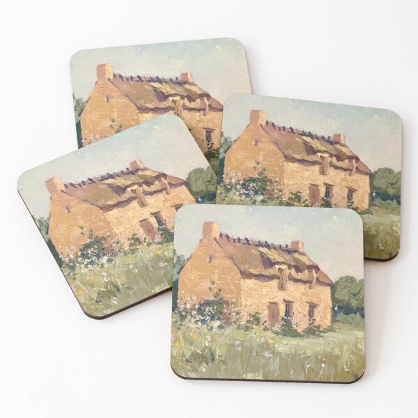 Item preview, Old French Stone House Painting | Pastoral Countryside Landscape designed and sold by CARRAANN.