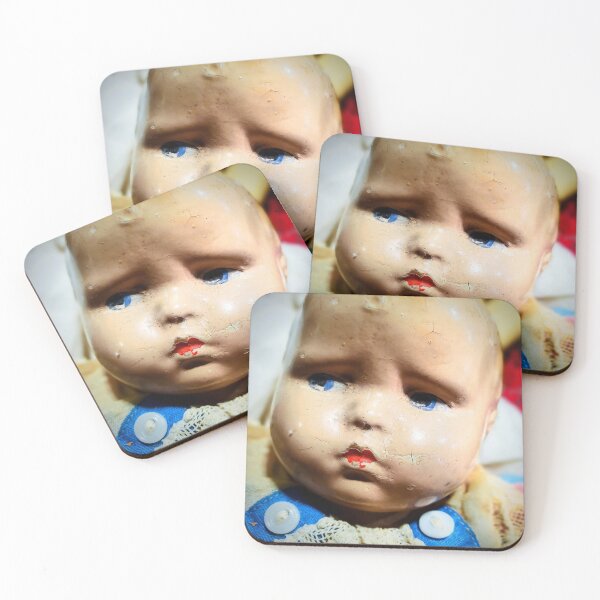 Item preview, Haunted Vintage Baby Doll Close-Up – Cracked Face & Blue Eyes designed and sold by BlueRidgeBazaar.
