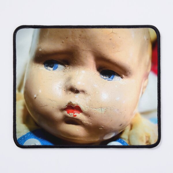 Item preview, Haunted Vintage Baby Doll Close-Up – Cracked Face & Blue Eyes designed and sold by BlueRidgeBazaar.