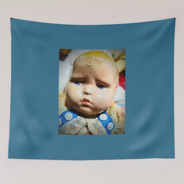 Item preview, Haunted Vintage Baby Doll Close-Up – Cracked Face & Blue Eyes designed and sold by BlueRidgeBazaar.