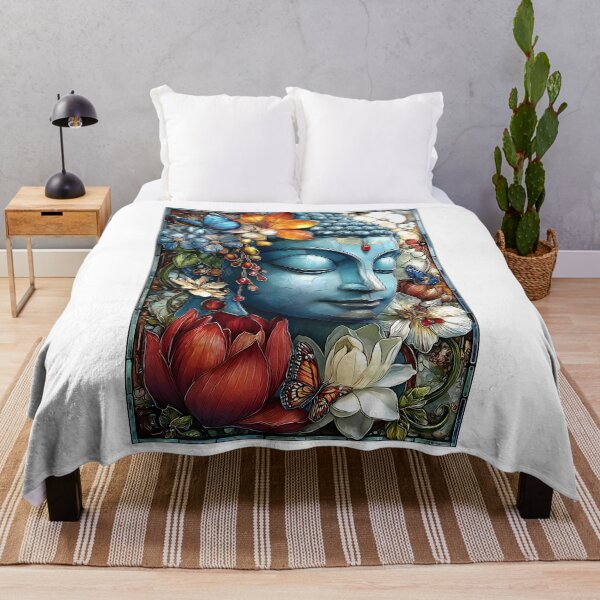 Item preview, Serene Blue Buddha Surrounded by Vibrant Flora designed and sold by Artessie.