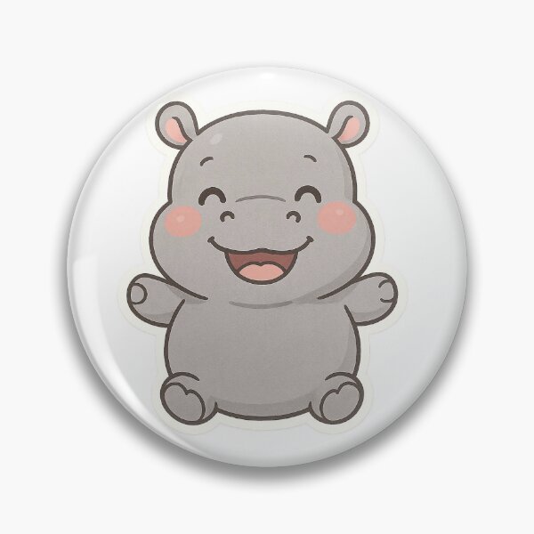 Artikelvorschau, Cute Cheerful Hippo Sticker entworfen und verkauft von StickMint.