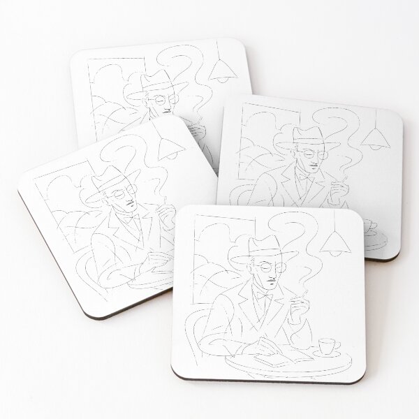 Item preview, Sketch of Fernando Pessoa in a café designed and sold by Londonation.