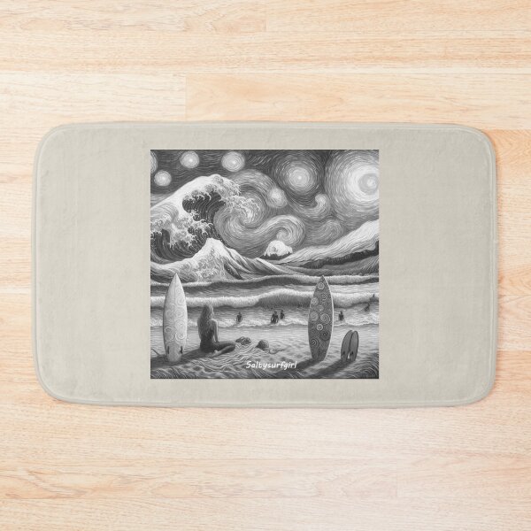 Item preview,  Starry Night surf girl in Black and White designed and sold by SaltySurfgirl.