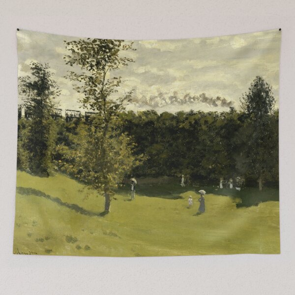 Item preview, Train in the Countryside by Claude Monet: Serene Impressionist Landscape Poster designed and sold by artofuniverse.
