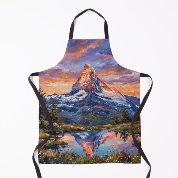 Item preview, Majestic Matterhorn Sunrise with Lake Reflection - Impasto Oil Painting designed and sold by PrintShopGeneva.