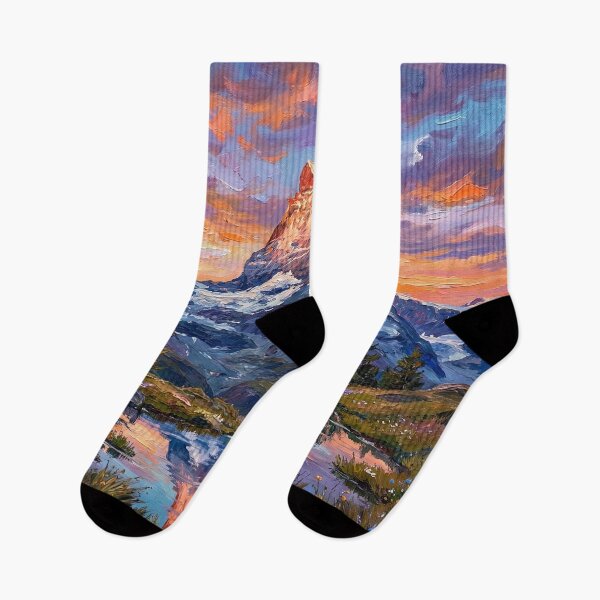 Item preview, Majestic Matterhorn Sunrise with Lake Reflection - Impasto Oil Painting designed and sold by PrintShopGeneva.