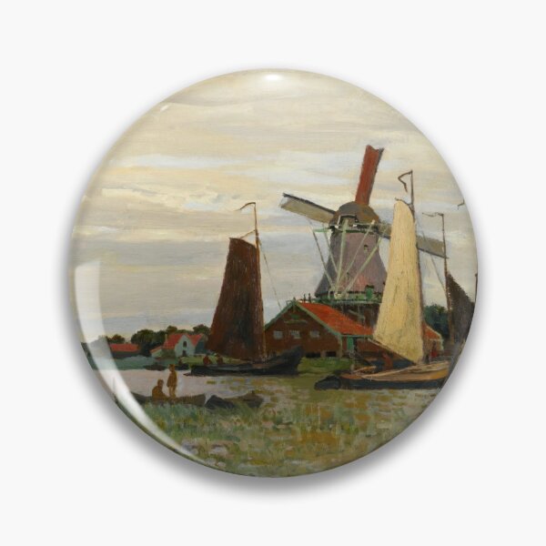 Item preview, Un Moulin a Zaandam by Claude Monet: Tranquil Dutch Windmill Landscape Poster designed and sold by artofuniverse.
