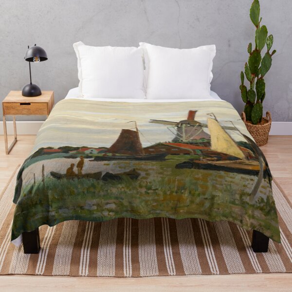 Item preview, Un Moulin a Zaandam by Claude Monet: Tranquil Dutch Windmill Landscape Poster designed and sold by artofuniverse.