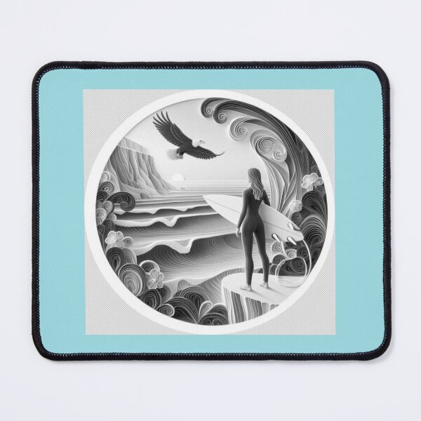 Item preview, Surfer Girl Circle Black and White designed and sold by SaltySurfgirl.