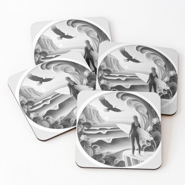 Item preview, Surfer Girl Circle Black and White designed and sold by SaltySurfgirl.