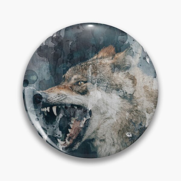 Item preview, Gray Wolf Fierce Snarl Teeth Watercolor Painting designed and sold by ArtNatureStore.