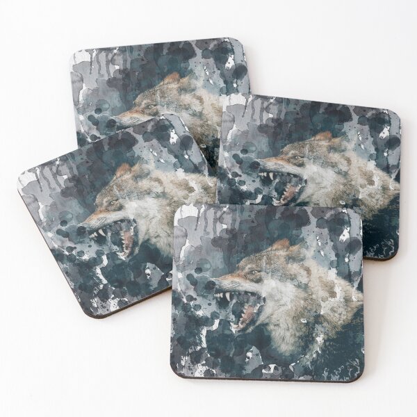 Item preview, Gray Wolf Fierce Snarl Teeth Watercolor Painting designed and sold by ArtNatureStore.
