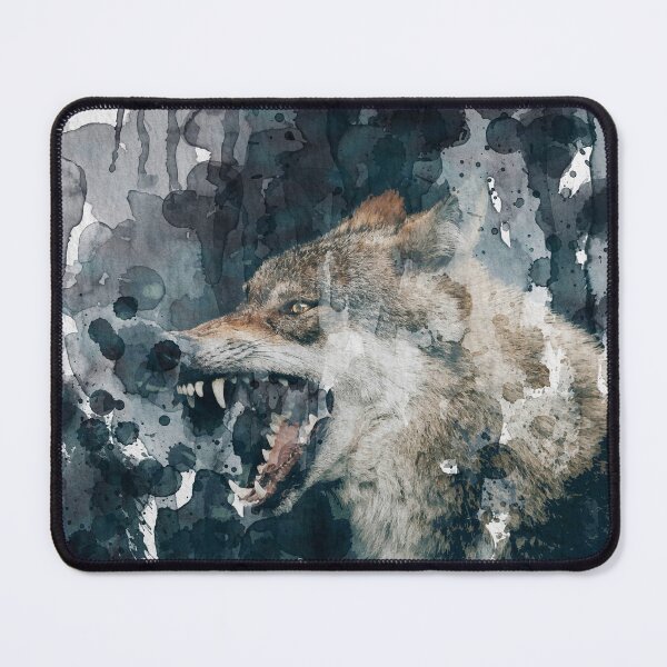 Item preview, Gray Wolf Fierce Snarl Teeth Watercolor Painting designed and sold by ArtNatureStore.