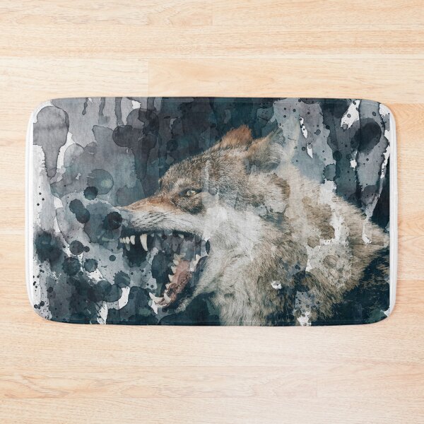 Item preview, Gray Wolf Fierce Snarl Teeth Watercolor Painting designed and sold by ArtNatureStore.