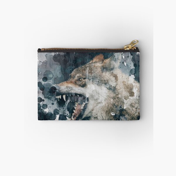 Item preview, Gray Wolf Fierce Snarl Teeth Watercolor Painting designed and sold by ArtNatureStore.