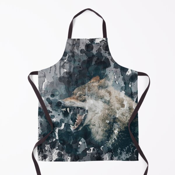 Item preview, Gray Wolf Fierce Snarl Teeth Watercolor Painting designed and sold by ArtNatureStore.