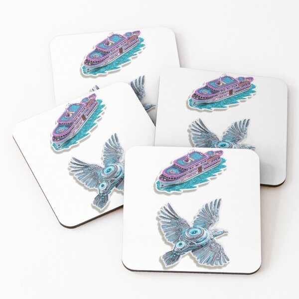 Item preview, Cyberpunk Istanbul Vol. 3: Neon Ferry & Robotic Seagull Sticker Pack designed and sold by etuvibes.