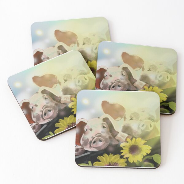 Item preview, Whimsical Pig Wall Art with Sunflowers – Cozy Farm Animal Nursery Print designed and sold by Timandlila26.