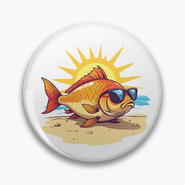 Item preview, Huge cartoon Carp sun bathing on the beach designed and sold by Art-Horizon.