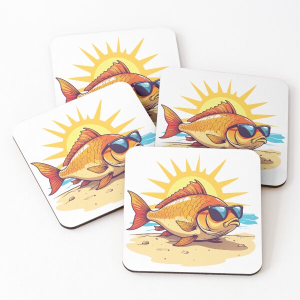 Item preview, Huge cartoon Carp sun bathing on the beach designed and sold by Art-Horizon.