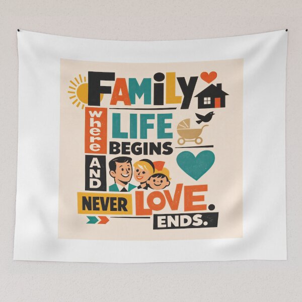Item preview, Family Begins Here: Love That Never Ends designed and sold by ForeverPrintsOK.