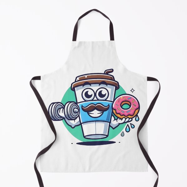 Item preview, Funny Coffee Cup Lifting Weights with Donut Cartoon. designed and sold by The-T-In-Retro.
