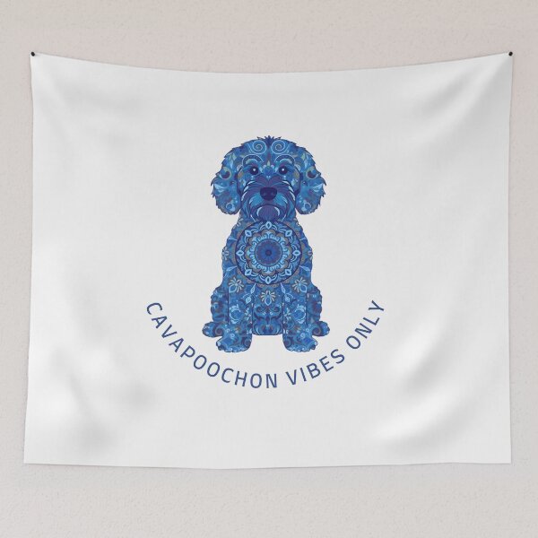 Item preview, Cavapoochon Vibes Only – Mandala Blue Dog Art | Cute Cavapoochon T-Shirt designed and sold by AmberWit.