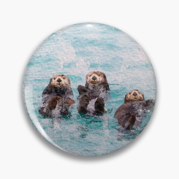 Item preview, Otters Swimming Water Watercolor Nature Painting Art designed and sold by ArtNatureStore.