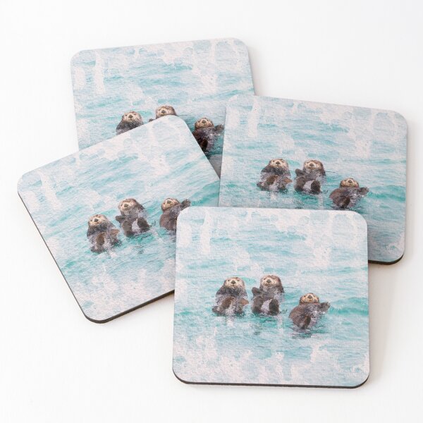 Item preview, Otters Swimming Water Watercolor Nature Painting Art designed and sold by ArtNatureStore.