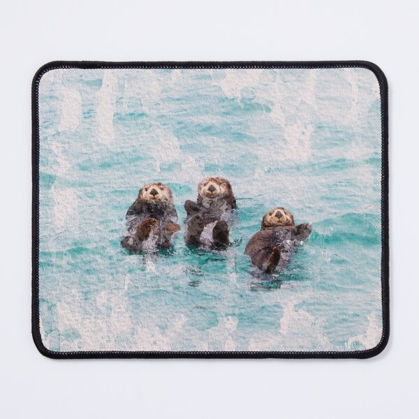 Item preview, Otters Swimming Water Watercolor Nature Painting Art designed and sold by ArtNatureStore.