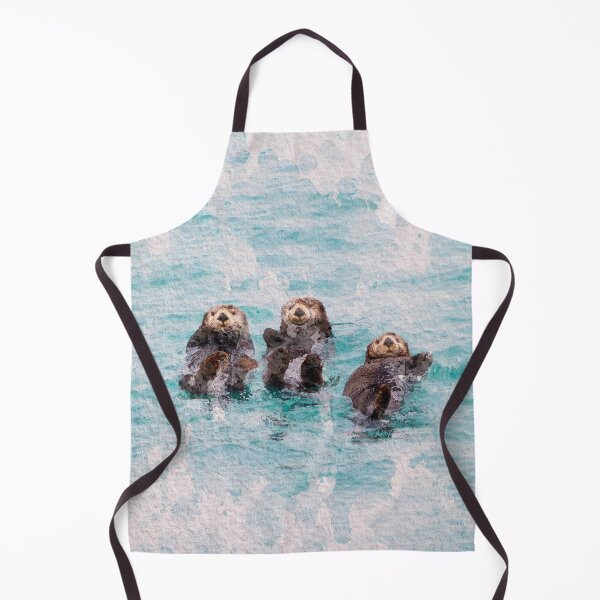 Item preview, Otters Swimming Water Watercolor Nature Painting Art designed and sold by ArtNatureStore.