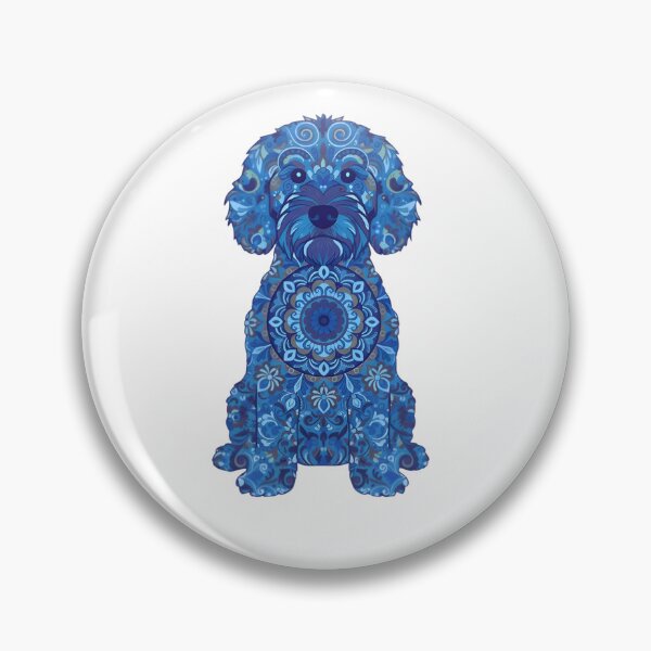 Item preview, Cavapoochon Mandala Dog Art – Blue Boho Cavapoochon Illustration designed and sold by AmberWit.