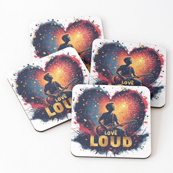 Item preview, Silhouette of a Guitarist with Heart Fireworks designed and sold by newvisionart191.