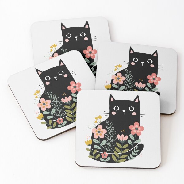 Item preview, Black cat with flowers designed and sold by OHBOY! Handmade.