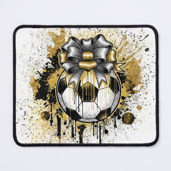 Item preview, Gold Glitter Soccer Ball with Metallic Bow - Glam Sports Gift Graphic designed and sold by CulDeSacCreate.
