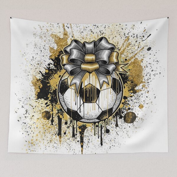 Item preview, Gold Glitter Soccer Ball with Metallic Bow - Glam Sports Gift Graphic designed and sold by CulDeSacCreate.