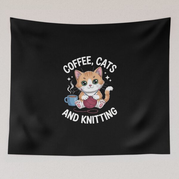 Item preview, Coffee Cats and Knitting designed and sold by jkrphoto.