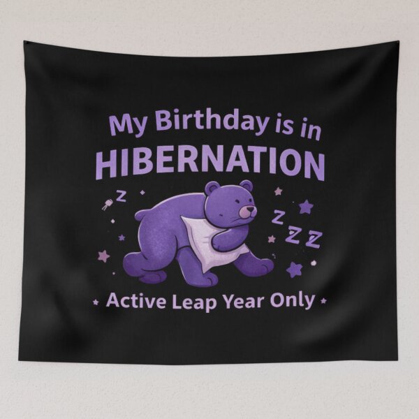 Item preview, Leap Year Birthday in Hibernation - Bear Sleeping on Pillow designed and sold by Leap29 Designs.