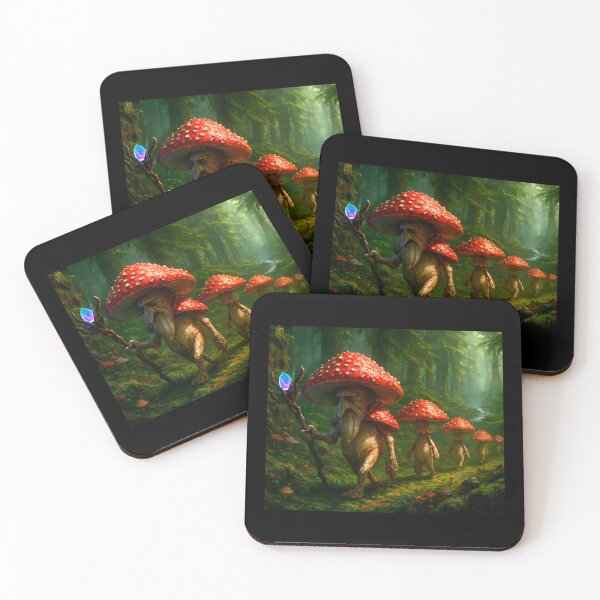 Item preview, Amanita Muscaria Procession – Magic Mushroom Guardians of the Enchanted Forest designed and sold by WilderRoads.