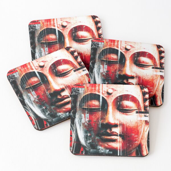 Item preview, Abstract Red Buddha Face in Digital Design Style designed and sold by Artessie.