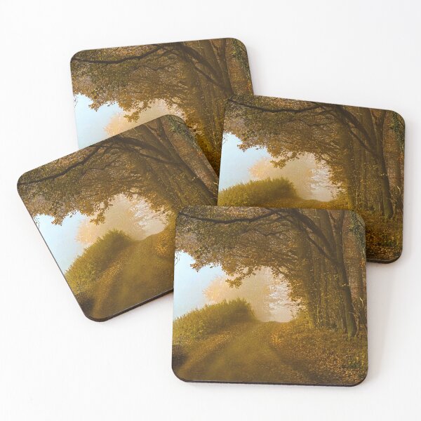 Item preview, Romantic country lane beneath golden trees and fog designed and sold by Michael Brewer.