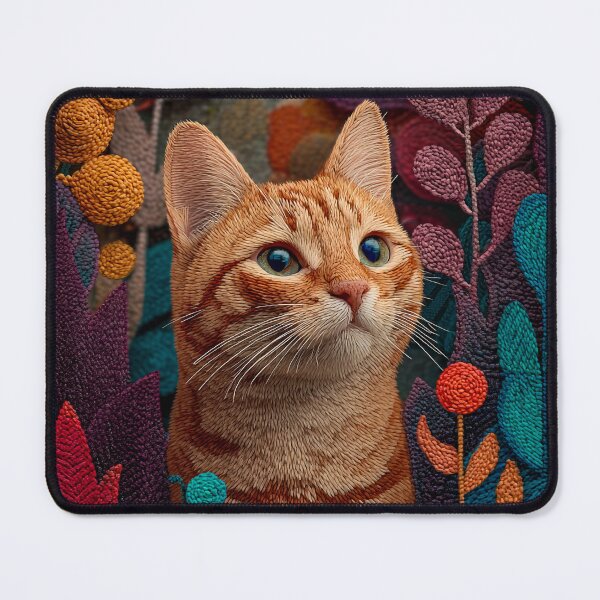 Item preview, Textured Knitted Style Orange Tabby Cat in Floral Garden designed and sold by skibreck.