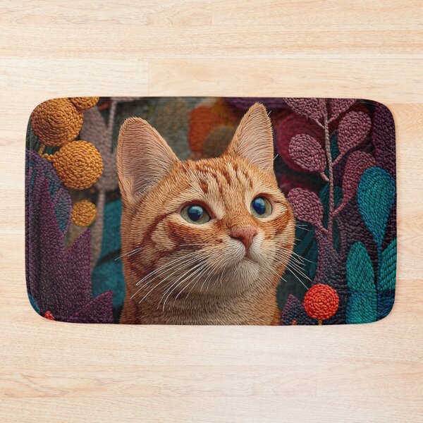 Item preview, Textured Knitted Style Orange Tabby Cat in Floral Garden designed and sold by skibreck.