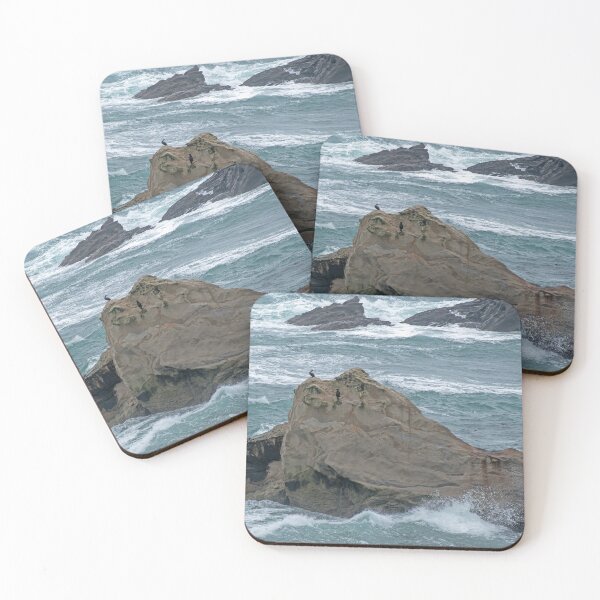 Item preview, Pair of Cormorants on rock formation on Oregon Coast designed and sold by lisavonbiela.