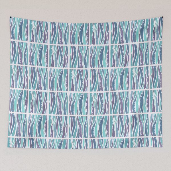 Item preview, Wavy Blue Seaweed Squares designed and sold by Krystin Shields.