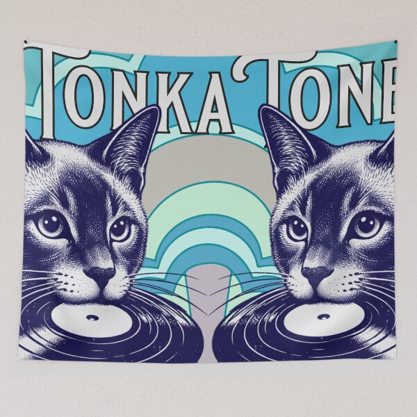 Item preview, Tonkinese Cats with Vinyl – Retro Music Lovers Design designed and sold by Analog Aura .