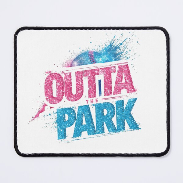 Item preview, Outta The Park - Pink and Blue Glitter Softball Home Run Graphic designed and sold by CulDeSacCreate.