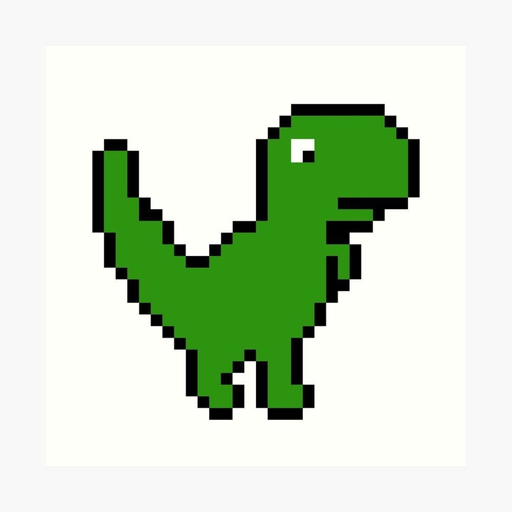 "Retro Pixel Dinosaur" Art Print by BlueVolcano | Redbubble